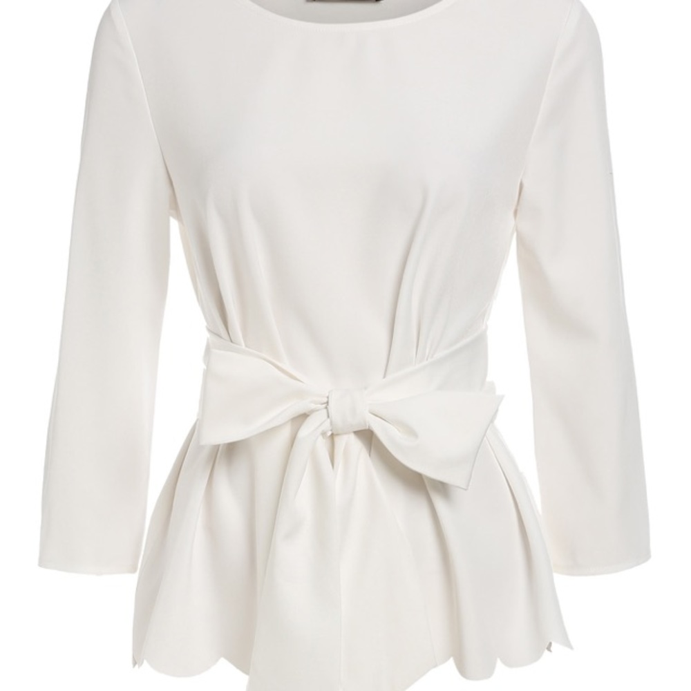 White bow waist shirt
